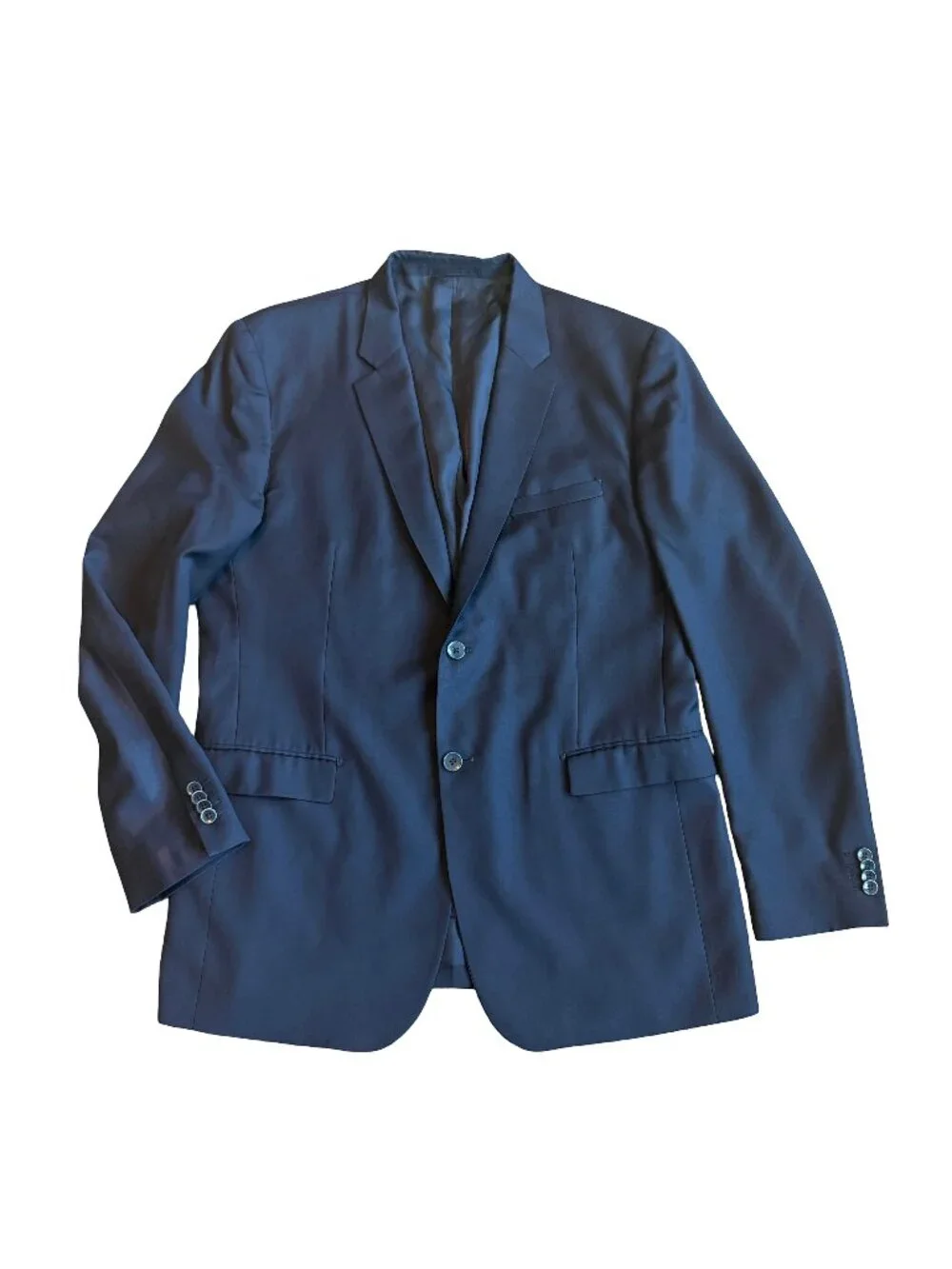 Theory Navy Two Button Notch Lapel Blazer Jacket Sport Coat Wool Size 46 Men's